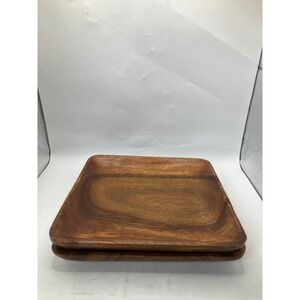 Wood‎ Square Serving Plates Set Decorative Trays Table Decor Home Accent
